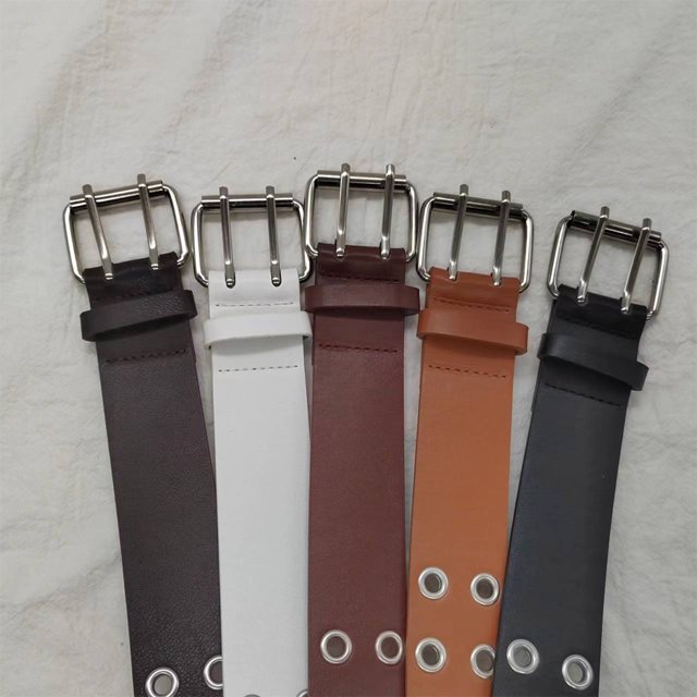 Langgg Ceinture Punk à Boucle en Alliage pour Jeans Femmes Intemporelle Résistante à l'Usure Blanc 115cm 1Set