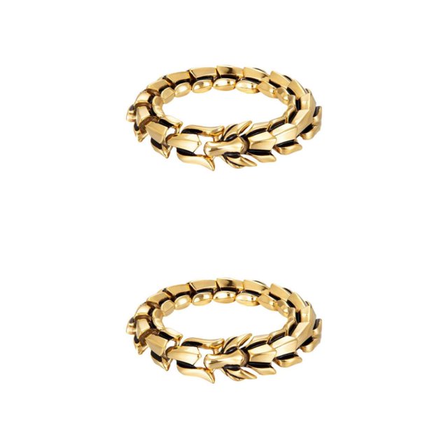 maskred Fashionable Gothic Punk Dragon Scale Bangle 48 inches Durable and Striking Gold 9.05 Inch 2Set