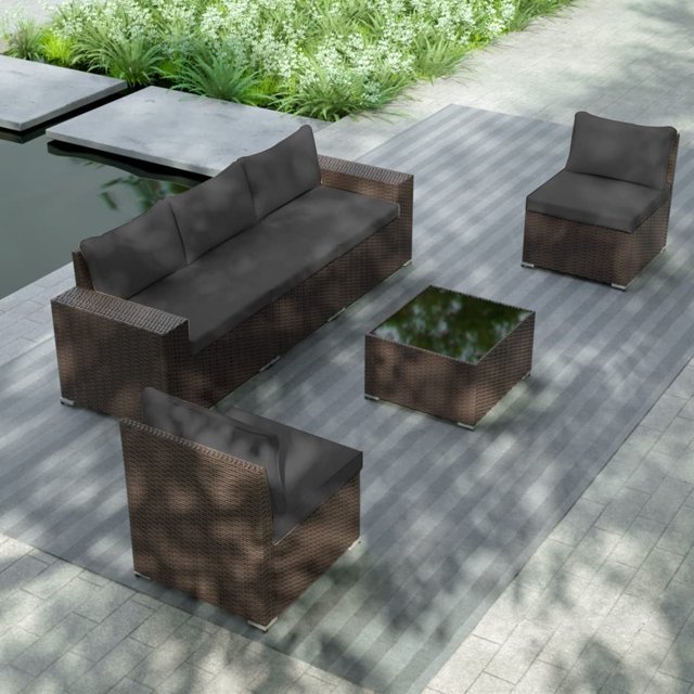 Kullavik Patio All Weather woven 6-Piece Metal Sectional Sets with Cushions,Grey