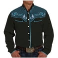 thumbnail image 3 of Chemise Décontractée pour Homme à Manches Longues, Coupe Ajustée, Style Western Cowboy, Brodée, Boutonnée, avec Poches avant, 3 of 7