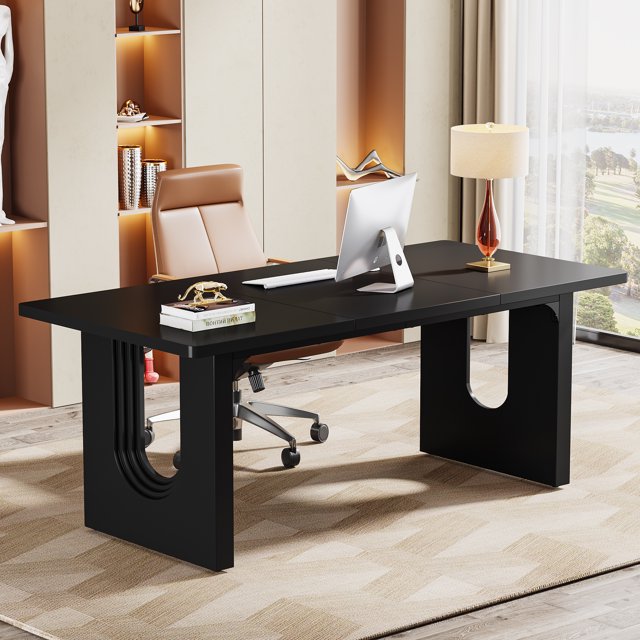 Tribesigns Bureau Exécutif Moderne de 71 Pouces, Grand Bureau d'Ordinateur de Bureau, Table de Conférence, Table de Salle de Réunion, Poste de Travail Simple, Mobilier d'Affaires pour Bureau à Domicile, Noir