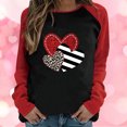 thumbnail image 1 of Qertyioot Chandail Cœur d'Amour Saint-Valentin Grande Taille, Haut à Manches Longues pour Femme à Col Rond, Haut Décontracté Raglan à Panneaux Contrastés de Couleur, Coupe Ample, Imprimé, Blouse à Manches Longues à Col Rond, 1 of 6