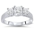 thumbnail image 1 of 1ct Three Stone Princess Cut Diamond Engagement Ring 14K White Gold, 1 of 4