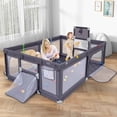 thumbnail image 2 of Gymax 81'' x 57'' Extra Large Playpen for Babies & Toddlers Foldable Kids Play Yard w/ Basketball Hoop, 2 of 9