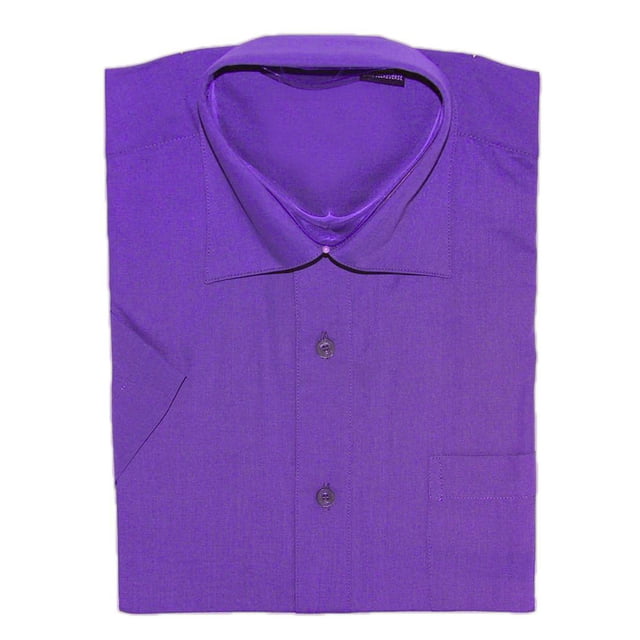 Gravity Threads Mens Dress Shirt Short Sleeve , S Purple