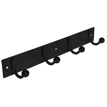 Era Bar with 4 Hooks Metal Wall Mount Black; Organizer for Hat Clothes Bathrobe