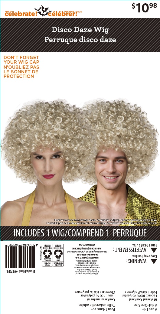 Way to Celebrate Halloween 80's Curly Blonde Wig for Unisex Adults