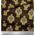thumbnail image 2 of Soimoi Brown Heavy Satin Fabric Floral Damask Print Fabric by the Yard 54 Inch Wide, 2 of 3