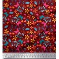 thumbnail image 1 of Soimoi Red Georgette Viscose Fabric Flower & Butterfly Print Sewing Fabric BTY 42 Inch Wide, 1 of 5