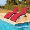 thumbnail image 1 of Costway Lot de 2 Chaises Longues Pliantes en Rotin pour Patio, Coussinées, Portatives, Jardin et Pelouse, Rouge, 1 of 10