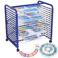 thumbnail image 1 of BeesClover Art Drying Rack, 16 Removable Shelves Mobile Paint Drying Rack with Lockable Castors, Canvas Rack Art Storage Ideal for Schools and Art Studios 18" D x 26" W x 26" H Blue, 1 of 7