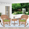 thumbnail image 3 of Jeco 3pc Wicker Rocker Chair Set in Honey with Green Cushion, 3 of 10