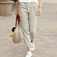 thumbnail image 2 of Yuyuzo Womens Cotton Linen Slacks Plus Size Lounge Pants Drawstring Waist Straight Leg Trousers Solid Color, 2 of 4