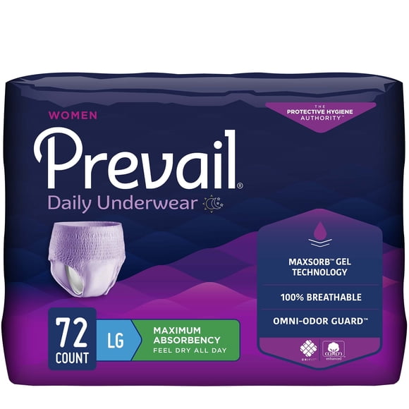 Prevail Maximum Absorbency Underwear for Women - Large- 72qty