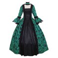 thumbnail image 1 of Pompotops Women Fall Winter Gothic Retro Floral Print Ball Gowns Gowns Dress, 1 of 9
