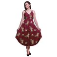 thumbnail image 1 of Bimba Floral Ladies Printed Resort Midi Drawstring Dress Spaghetti Strap Beach Wear-Large, 1 of 1