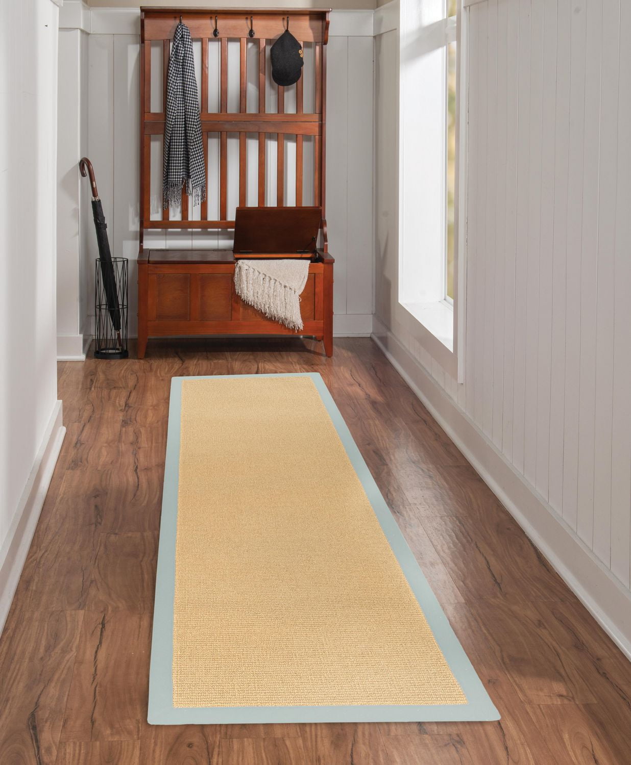 Tapis de couloir Athena sisal et bleu glacier 2 pi 6 po x 8 pi