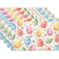 thumbnail image 1 of Easter Placemats Set of 4 Spring Colorful Easter Egg Floral Washable Non-Slip Heat Resistant Place Mats 12x18 Inch Rustic Linen Table Mats for Kitchen Dining Party Decor, 1 of 6
