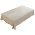 thumbnail image 2 of yulier Boho Tablecloth Farmhouse Rustic Tablecloth with Tassels, Soft Fabric Rectangular Table Cloths, Dining Table Cover Kitchen Table Decor, 35"x59", Coffee, 2 of 6