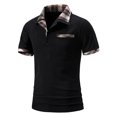thumbnail image 2 of Birdeem Men Casual Button Short Sleeve Plaid Colorblock Turndown Pullover T-Shirt Tops, 2 of 8