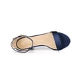 thumbnail image 4 of BLISSFUL STEP Women's Shoes Satin Chunky High Heel Ankle Strap Open Toe Sandals  Navy Blue 9, 4 of 6
