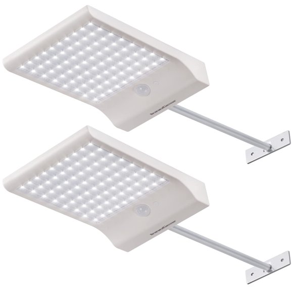InnoGear Solar Gutter Lights Outdoor 80 LED Wall Mount Lighting with Motion Sensor 4 Working Modes IP65 Waterproof 450 Lumens for Front Door Yard Garage Pack of 2