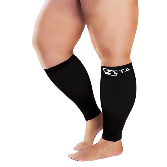 Zeta Wear Plus Size Leg Sleeve Support Socks - The Wide Calf Compression Sleeve Women Love for Its Amazing Fit Cotton-Rich Comfort Graduated Compression & Soothing Relief 1 Pair Size 2XL Black
