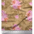 thumbnail image 1 of Soimoi Tissu en Poly Georgette Imprimé Feuilles & Roses Floral au Mètre 52 Pouces de Large, 1 of 3