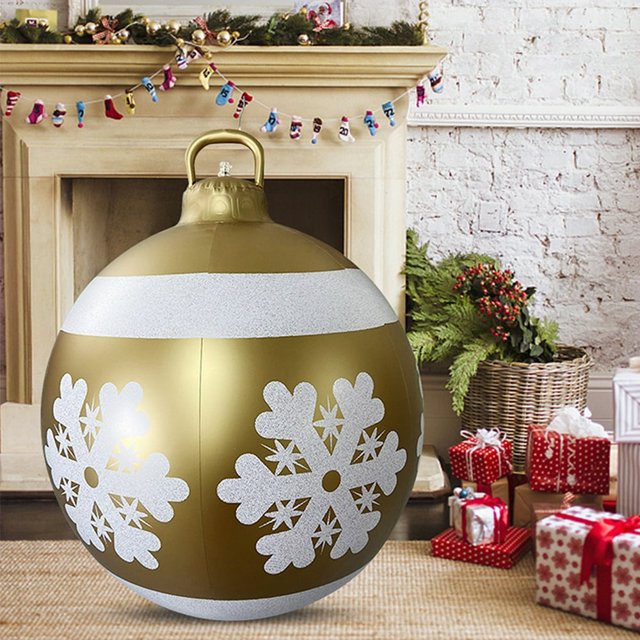 60cm Inflatable Christmas Ball with Light Glow Giant Atmosphere Ball Home Garden