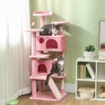 thumbnail image 2 of PawHut 54" Cat Tree Tower with Scratching Posts, Cat Condos, Pink, 2 of 10