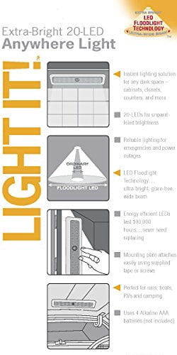 LIGHT IT! par Fulcrum, 30017-308 20-LED Anywhere LIGHT, Blanc, pack Unique