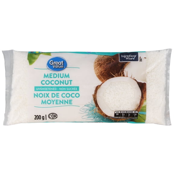 Noix de coco moyenne non sucrée Great Value 200g