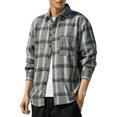 thumbnail image 1 of Diconna Chemise à Carreaux Slub pour Homme Coupe Ajustée Coupe Standard à Manches Longues Chemises Boutonnées Manteau Hauts, 1 of 9