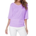 thumbnail image 5 of Yuyuzo Plus Size Tops for Women Short Ruffle Sleeve Ruched Tunic Top Summer V Neck Plain Tee Shirts, 5 of 5