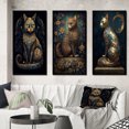 thumbnail image 1 of Designart "Glamorous Gold Cat Retro Blue" Animals Cat Framed Wall Art Set Of 3 - Blue Cat Frame Canvas Set For Living Room Decor, 1 of 6