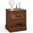 thumbnail image 1 of Costway 2 Drawer Nightstand Bedside Table Compact Sofa End Table Rustic Walnut, 1 of 8
