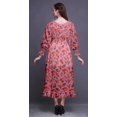 thumbnail image 4 of Bimba Robe à Fleurs pour Femme à Manches Longues, Smockée, Col Rond, à Volants, Maxi d'Été, Très Petit, 4 of 5