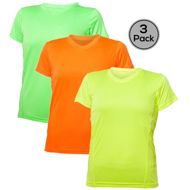 Blank Activewear Lot de 3 T-Shirts pour Femmes, Tissu de Performance à Séchage Rapide