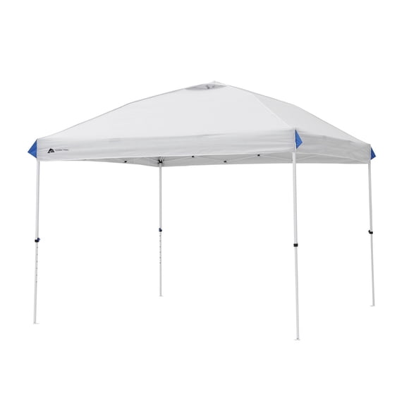 Tente auvent pop-up instantanée Ozark Trail 10 pi x 10 pi avec système Simple Push – Auvent pop-up à pieds droits pour les fêtes d’avant-match, le camping et les événements, blanc