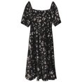 thumbnail image 4 of Robes d'Été Florales Décontractées Fête Col en V Manches Courtes Taille Enveloppante Volants avec Poches Robe Noire S, 4 of 4