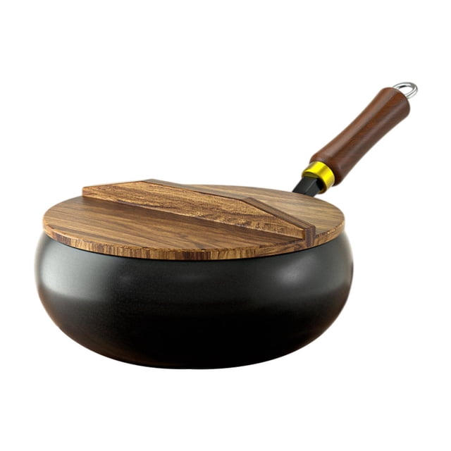 simhoa Cast Iron Pan Cookware Traditional Large Belly Wok for Camping Hotel Kitchen L L