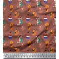 thumbnail image 1 of Soimoi Cotton Cambric Fabric Leaves,Musical Instruments & Animals Kids Decor Fabric Printed Yard 56 Inch Wide, 1 of 3
