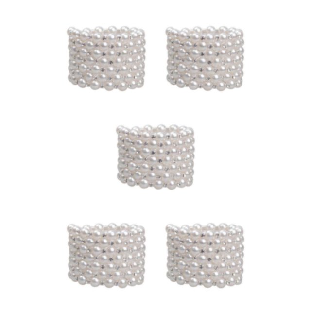 Thinsony Femmes Chic Perle Strass Stretch Bracelet Mariage Bal pour Mariée Blanc 7 Rangée 5Set