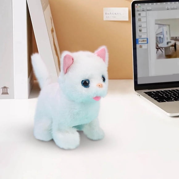 Feltree Interactive Electric Plush Cat Toy - Soft Stuffed Animal with Walking and Meowing Sounds for Kids and Pet Lovers