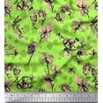 thumbnail image 1 of Soimoi Green polyester Crepe Fabric Dragonfly,Floral & Texture Printed Fabric 1 Yard 42 Inch Wide, 1 of 3