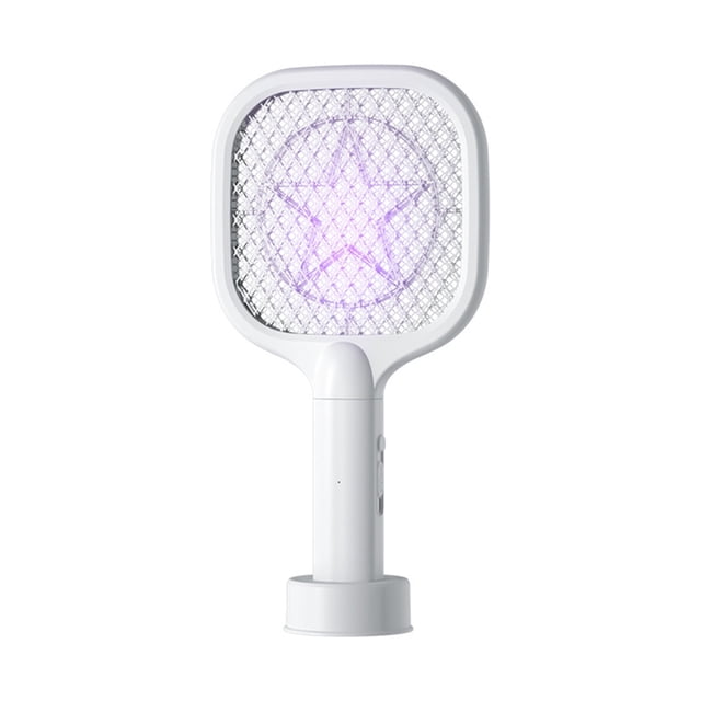 COM1950s Electric Fly Swatter, Electric Fly Swatter Racket, Electric Fly Swatter, 3000V Rechargeable 2 in 1 Fly Swatter Racket with Purple Light Fly Extinguisher Dual Mode for Indoor and Outdoor Home