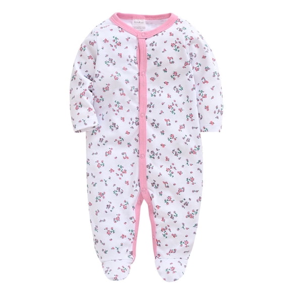 Zwiiyzr 2025 0-1T Unisex Baby Girls Boys Long Sleeve Button Onesie Solid Newborn Footie One-Piece Infant Romper Jumpsuit White