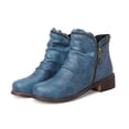 thumbnail image 2 of Zipper Chelsea Ankle Boots for Women Vintage Slouchy Leather Low Heels Short Booties Winter Fall Work Shoes, 2 of 8