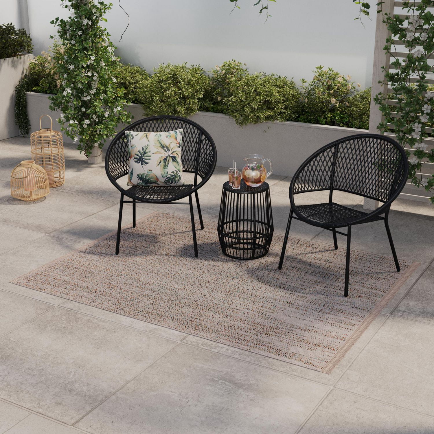 HOMETRENDS 5 ft. x 7 ft. Multicolour Flatweave Outdoor Rug, Crete Mosaic