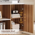 thumbnail image 5 of Tribesigns L-Shaped Executive Office Desk with File Drawers, Storage Cabinet, and Adjustable Shelves, 85.8-Inch Corner Business Workstation, White and Walnut, 5 of 5